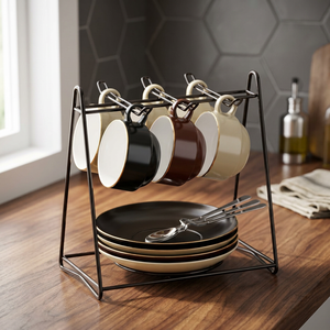 Double Tier <b>Wire</b> Beverage Storage <b>Rack</b> Rectangular Standing Type Minimalist Kitchen Use Lightweight Non-Folding - Product Image 4