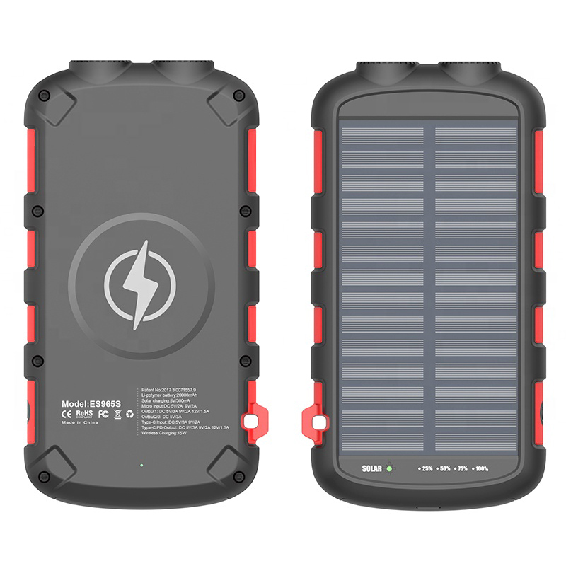 High Quality 15W Fast Chargering Power Bank 20000mah Wireless Charger Solar Phone Charger Portable Power Bank Solar Panel
