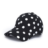 Casquette de baseball à pois avec logo personnalisé, vente en gros, 100% coton sergé, boucle métallique, visière pré-courbée, ajustable, approvisionnement en vrac