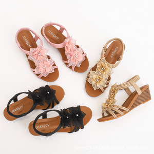 Elegantes Sandalias de Plataforma con Encaje Rosa y Decoración Floral, Punta Abierta, Estilo Slip-On, Zapatos de Tacón para Mujer, Verano, Envío Directo - Product Image 5