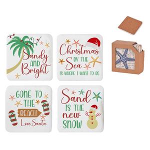 Sous-verres en résine imperméables à motif bonbons de forme ronde, décoration festive pour la maison, lot de 4 avec impression UV, logo personnalisé, compatibles avec les théières - Product Image 3