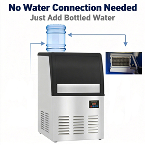 Machine à glaçons automatique, capacité <span class=keywords><strong>de</strong></span> 100 kg par jour, avec connexion pour eau en bouteille, pour les opérations commerciales <span class=keywords><strong>de</strong></span> bars et <span class=keywords><strong>de</strong></span> cafés - Product Image 5