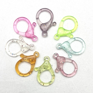 Colorful Transparent <b>Plastic</b> Jelly Lobster Clasps 25mm With Glitter For DIY Jewelry Making <b>Beading</b> Supplies - Product Image 1