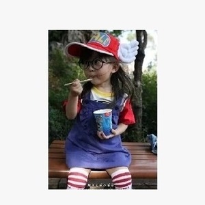 Conjunto de disfraz de Arale para niñas de 5 a 7 años, material de algodón, traje de baile para fotografía y espectáculos con sombrero - Product Image 4