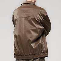 Veste à glissière en cuir texturé de haute qualité Veste en cuir Streetwear homme avec logo personnalisé de créateur vintage