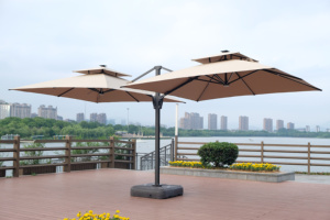 Sombrilla Grande de Doble Cara con Luces LED Solares para Jardín o Patio, Impermeable, 3m de Radio, con Manivela, para Exteriores, Patio, Parque, Playa - Product Image 3