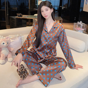 Pyjama Cardigan Coréen Rétro à Pois Style Ins, Élégant et Respirant en Soie Glacée pour Femme, Idéal Printemps - Product Image 3