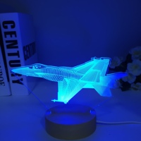 Lampe de table LED 3D en bois à illusion Lampe de bureau changeante colorée Veilleuses d'avion pour chambre à coucher Décoration de chambre à coucher Plug-In