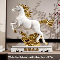 Élégante figurine en résine de cheval au galop avec base nuageuse, peinte à la main, nouveau style chinois, décoration bouddhiste pour entrée et bureau