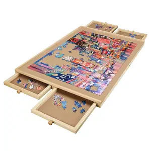 OEM/ODM individuelles 1500-teiliges rotierendes Puzzle-Tisch mit Schubladen und Abdeckung, 26 Zoll x 35 Zoll tragbarer hölzerner Puzzle-Tisch