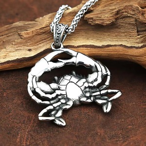 Collar con colgante de cangrejo plateado yunnique, joyería vikinga de acero inoxidable para hombre, cadena con colgante de diseño de animales en 3D, 60cm - Product Image 2