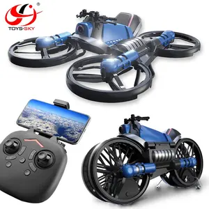 H6 2 In 1 Folding RC 6 Axis Gyro Drone & Sepeda Motor Kendaraan Multi-Fungsional Pesawat Kendaraan Quadcopter Mainan dengan Kamera HD