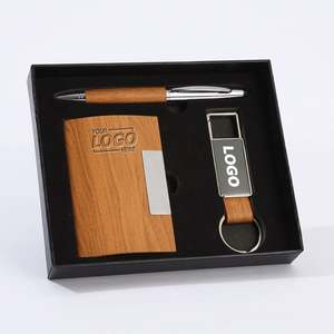 Coffret cadeau exécutif: porte-cartes de visite et stylo en bois-Cadeaux d'entreprise de qualité supérieure - Product Image 1