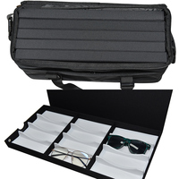 YTZ9005 Voyage Vendeur Cas Sac 12 fentes * 5 plateaux Lunettes Affichage Vitrine Valise pour Noir Optique Cadre Lunettes
