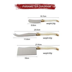 Ensemble de 3 couteaux <span class=keywords><strong>à</strong></span> fromage <span class=keywords><strong>Laguiole</strong></span> avec logo personnalisé, en acier inoxydable, avec <span class=keywords><strong>couteau</strong></span> <span class=keywords><strong>à</strong></span> <span class=keywords><strong>beurre</strong></span> et <span class=keywords><strong>couteau</strong></span> <span class=keywords><strong>à</strong></span> fromage <span class=keywords><strong>à</strong></span> dents, avec plateau en bois, pour cadeau de mariage - Product Image 2
