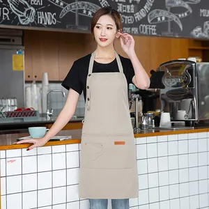 Cafe Bar Barista Uniform For Women Waitress Cotton Apron Wear-resistant Tool Reusable Restaurant Aprons For Hair Waterproof