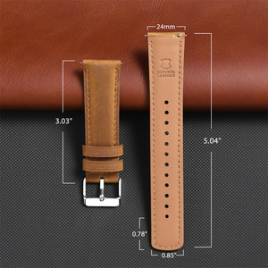 時計ストラップ20mm,天然マークスタイルレトロなトップ穀物本本革 - Product Image 4