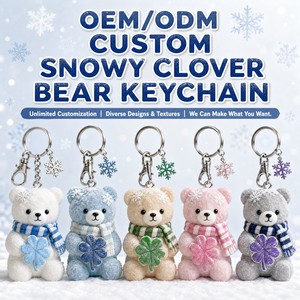 OEM ODM Personnalisé <span class=keywords><strong>Porte</strong></span>-clés Mascotte en Peluche Ours Trèfle Enneigé, Vente en Gros, Cadeau du Nouvel An, Logo, CPC, Cadeau de Fêtes Saisonnier, Jouet en Peluche - Product Image 3
