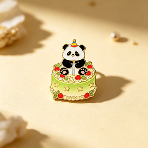 Pins de Esmalte Personalizados com Impressão UV de Panda, Banhados a Ouro, Tema de Aniversário Fofo, Broches de Metal, Acessório de Moda Charmoso, Em Estoque - Product Image 6
