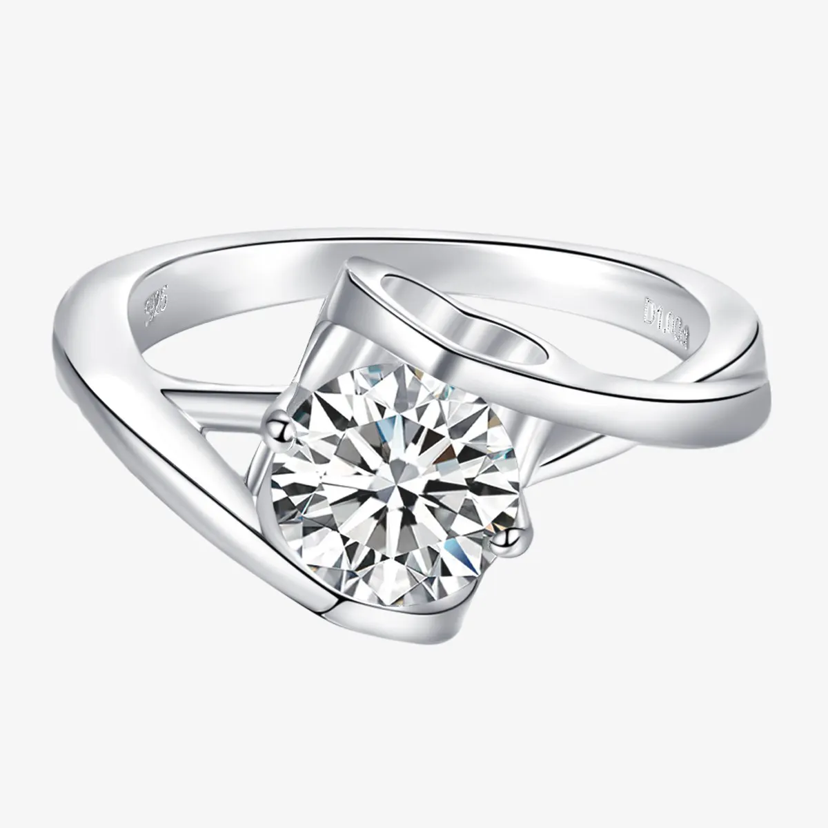 S925 Sterling Zilveren Ronde 1ct Moissanite Ringen Prachtige Glanzende Engel Kus Diamanten Ringen Fijne Sieraden Vrouwen Verlovingsjuwelen