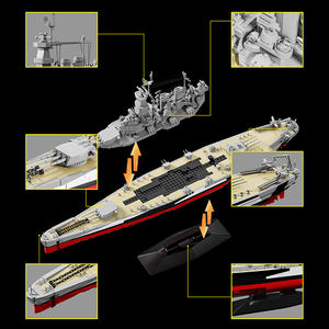 Kit modello in scala 1/300 nave della marina nave portaerei corazzata Ww2 Uss North Carolina classe corazzata Set di blocchi - Product Image 3