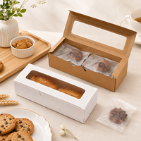 Boîte d'emballage pour macarons en papier kraft transparent à couvercle rabattable, design pliable, adaptée aux pâtisseries et aux biscuits