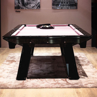 Mesa de billar de vidrio de 8 pies con tapa de comedor, conversión de ping pong, bolas de fieltro, luces para uso en interiores del hogar, diseño moderno de buena calidad