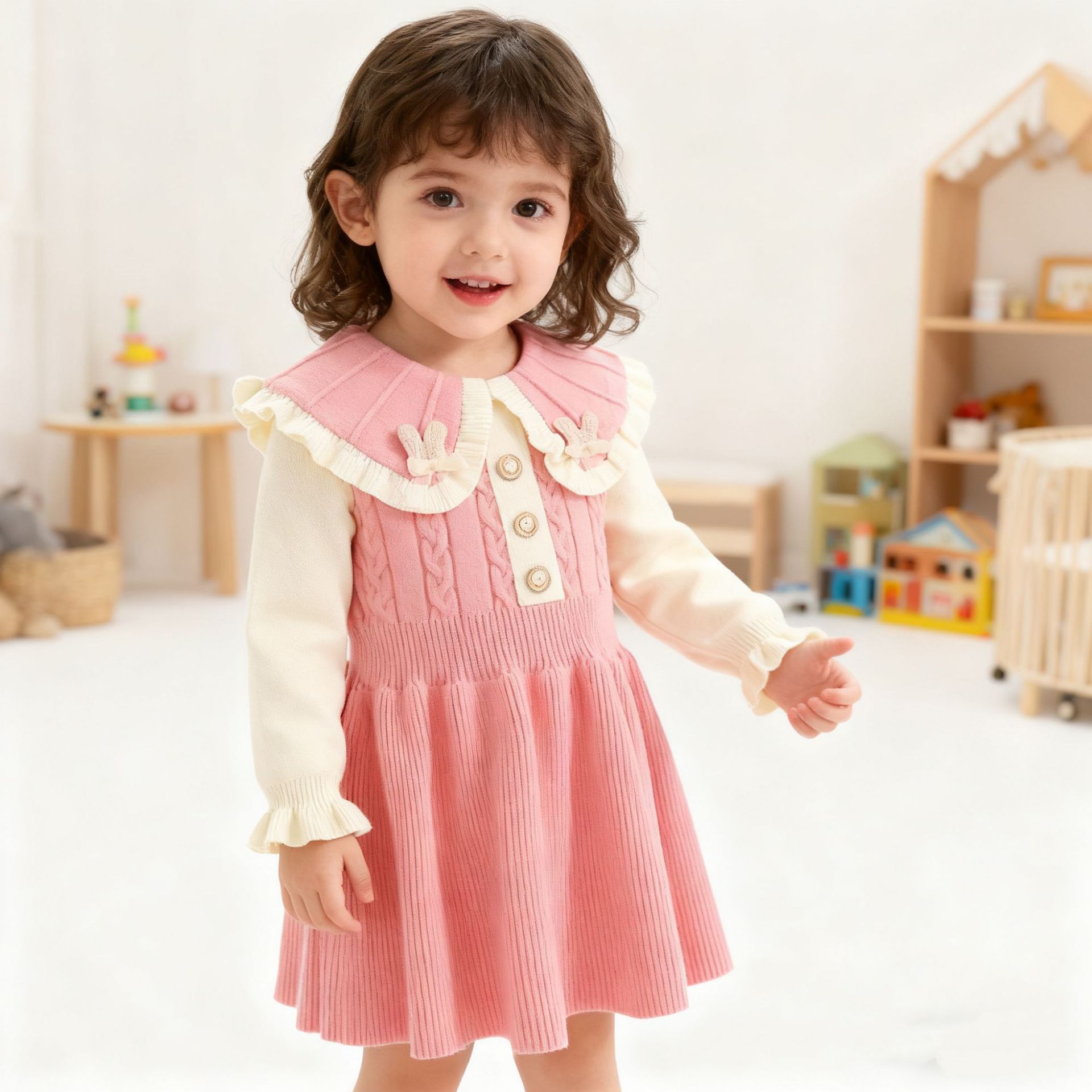 Vestido suéter con Cuello de Muñeca foto 2