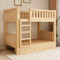 Lit superposé en bois massif épaissi à double couche avec rangement et design pliable pour petits appartements/dormitoires