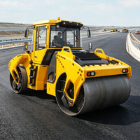 Rouleau compresseur vibrant tandem 13 tonnes à moteur supérieur pour la construction routière en asphalte, compresseur de sol à double tambour - Prix