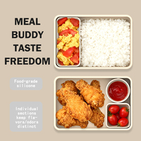 Boîte à lunch en silicone à quatre compartiments haute capacité, réutilisable, sans BPA, boîte à lunch thermique pour enfants et adultes, loncheras, boîte à bento avec couvercle
