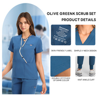 Uniformes élégants pour femmes de spa et de salon de beauté, ensemble de blouses à col en V et pantalon jogger, uniformes médicaux en mélange de rayonne 200 GSM