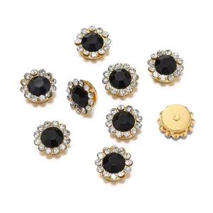 Accessoires de boucles d'oreilles pour robe de mariée DIY, avec double <span class=keywords><strong>perle</strong></span> de 10 mm, motif tournesol, <span class=keywords><strong>et</strong></span> boucle décorative en verre ornée de strass <span class=keywords><strong>et</strong></span> de diamants - Product Image 2
