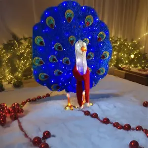 31 \ "USB ocho funciones temporizado Control remoto Apertura de pavo real estatuilla de Navidad y muñeca de tela de juguete para decoraciones navideñas regalos