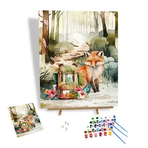 Kit de pintura DIY para adultos por números, kit de 40x50 cm, decoração personalizada para casa, atacado em 24 cores, viagem com a raposa