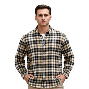 Chemise à carreaux en flanelle pour homme, imprimé feuille d'aluminium, séchage rapide, manches longues, col boutonné, 100 % coton, respirante, manches complètes, automne - Product Image 1