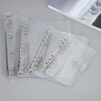 Reliure à 6 anneaux en PVC transparent avec fermeture à bouton-pression, couverture de planificateur transparente A5/A6 pour journal, budget et organisateur de voyages