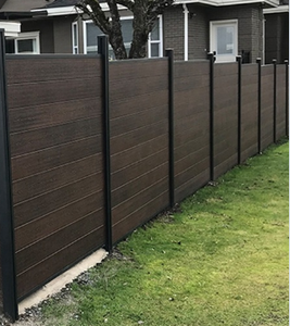 Valla de WPC de diseño moderno, puerta de aluminio, compuesto de plástico y madera en relieve para patio y jardín, fácil instalación, puerta de privacidad para exteriores - Product Image 3