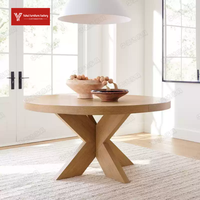 Nordischer Minimalistischer Stil Massivholz Runder Esstisch, Luxuriöses Modellhaus, Villa, Moderner Esstisch