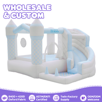 Château gonflable blanc en gros pour enfants et adultes, avec toboggan, idéal pour la location événementielle, les mariages et le plaisir de sauter