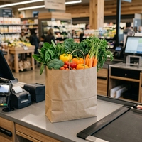 Individuell Bedruckte Großhandels-Takeaway-Tüten für Fast-Food-Restaurants aus Braunem Kraftpapier mit Gedrehten Griffen