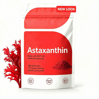 Complément alimentaire pour adultes OEM ODM Astaxanthine 120 capsules végétales en gel mou Soutien immunitaire Favorise le bronzage naturel Non destiné aux femmes enceintes