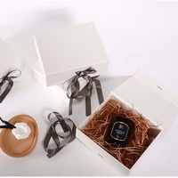 Boîte cadeau pliable personnalisée en carton, style livre, avec ruban écologique, emballage plat pour anniversaire, mariage, bougie, fête