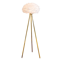 Lampe sur pied en fer doré de luxe, lustre décoratif, plume, lampe de sol élégante pour salon