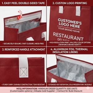 Sacs isothermes de livraison de nourriture en gros, sacs isothermes personnalisés imprimés pour restaurants - Product Image 6
