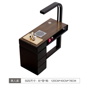 เฟอร์นิเจอร์ร้านทำผมหรูหราคุณภาพสูงใหม่ โต๊ะทำเล็บและเก้าอี้ไม้สีขาวดำพร้อมที่นั่งหลายตำแหน่ง - Product Image 4