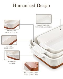 Plat à four rectangulaire en céramique durable, revêtement céramique <span class=keywords><strong>de</strong></span> 0,7 mm d'épaisseur, écologique, pour <span class=keywords><strong>gratin</strong></span>, idéal pour la maison moderne - Product Image 6