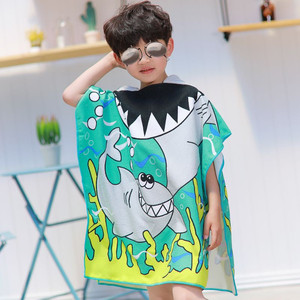 Serviette de plage à capuche <span class=keywords><strong>en</strong></span> microfibre pour enfants, poncho de bain pour tout-petits, couvre-maillot de bain pour filles et garçons de 4 à 10 ans, serviettes de piscine pour enfants à séchage rapide - Product Image 2