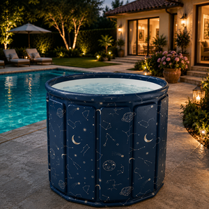 Bañera de hidromasaje plegable portátil de PVC Vanace, bañera de diseño plegable para viajes al aire libre, agua fría y caliente, almacenamiento compacto fácil - Product Image 1