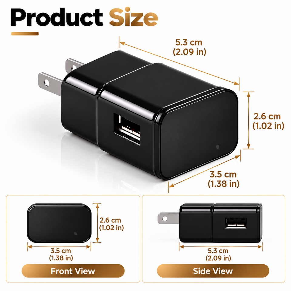 Usb Detect 1080P WiFi USB Wall Charger Camera US Plug with Motion Detection and ...